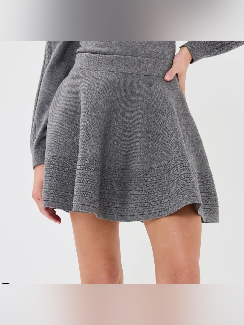 Hill House Home Constantine Wool Blend Gray Flared Mini Skirt Size Large NWT